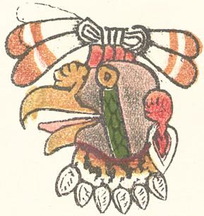 Sixteenth-century pictorial rendering of the Aztec day-sign Cozcacuauhtli (vulture) from the Codex Magliabechiano.