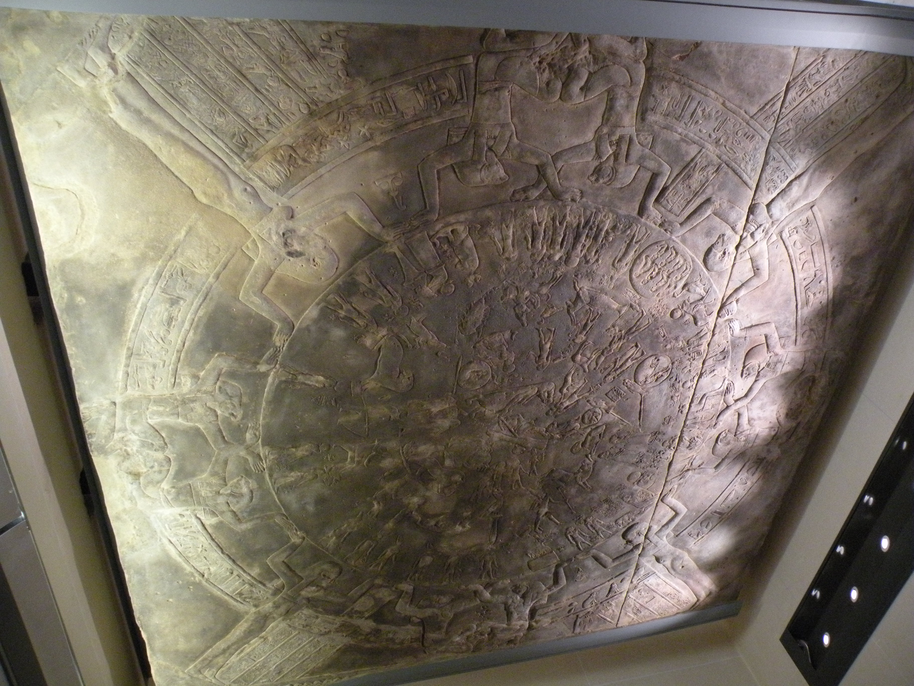 Dendera Zodiac sandstone bas-relief, c. 50 BCE, with the centaur-archer of Sagittarius among the twelve zodiacal figures arranged around the Egyptian decans.
