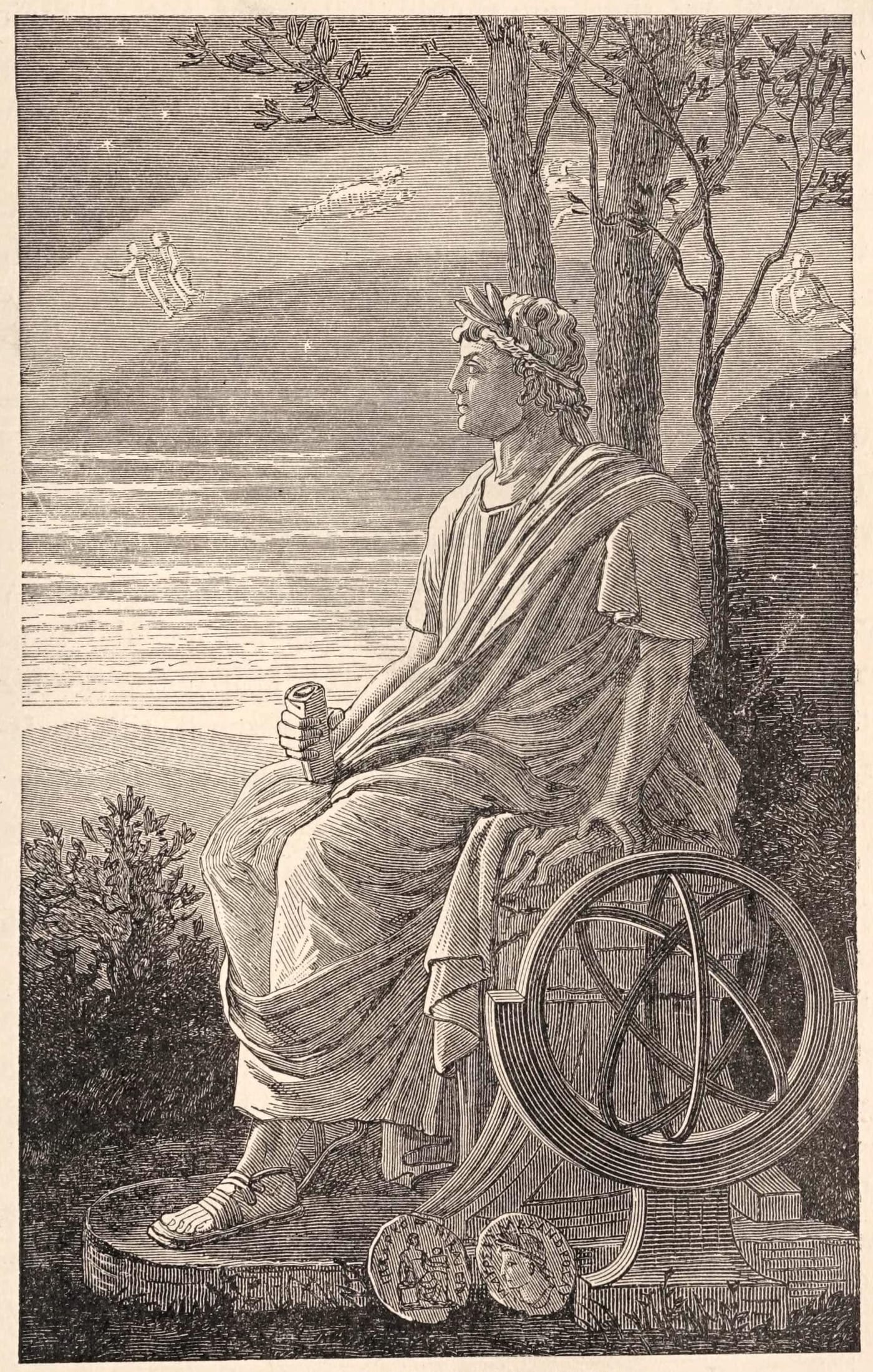 19th-century engraving portrait of the Greek astronomer Hipparchus of Nicaea, published in Figuier's Vies des savants illustres, 1866.